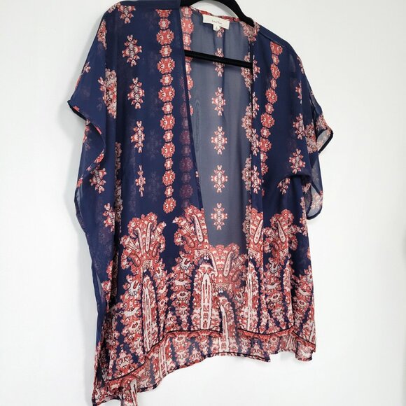 Love Tree Boho Printed Open Front Kimono Size Small Beach Cover Up Wrap - Picture 4 of 10